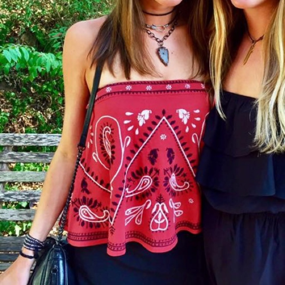Free People bandana strapless top